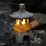 Statue de lanterne de pagode solaire - wovte - style b - rsine cologique - gris