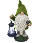 Statue de nain de jardin en rsine impermable avec lumire solaire pour la dcoration de jardin extrieur ...