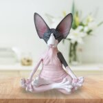 Statue - omabeta - chat sphynx - m�ditation - yoga zen - r�sine naturelle - 8x4 cm