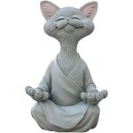 Statue - statuaire - chat mditant - rsine - 125 x 85 x 5 cm - dcor jardin
