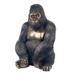 Statue - statuette - figure singe gorilla - no name - rsine - 91 cm x 50 cm x 66 cm - noir