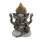 Statuette - origen home decor - ganesh bouddha - r�sine - argent� - ethnique