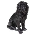 Statuette lion noir h80cm - atmosphera createur dinterieur