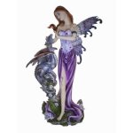 Statuette de f�e violette avec un dragon celtique figurine f��rique en r�sine
