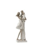 Statuette - j - line - couple et enfant - rsine - blanc / taupe - 105x125x31 cm