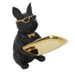 Statue - home deco factory - vide poche bulldog - noir et or - h235 x l19 x p20 cm