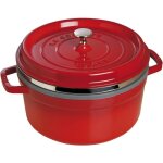 Staub 405106010 - cocotte ronde avec panier vapeur -  26 cm - cerise