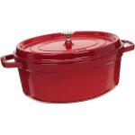 Staub cocotte ovale - en fonte - emaille - 31 cm - 55l - cerise