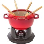 Service  fondue - staub - 20 cm - cerise - pour 4 personnes - temprature variable