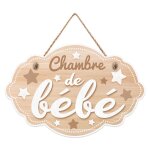 Plaque en bois - stc - chambre de bb - 13x20 cm - dcoration murale - motifs toiles