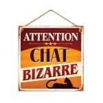 Stc - plaque m�tal attention chat bizarre
