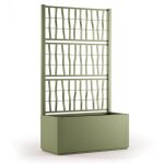 Stefanplast bac � fleur / jardini�re ethica rectangulaire 80 cm avec treillis - 80x36xh 140 cm - vert ...