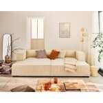 Stella - canapé droit 3 places avec double méridienne - assise profonde - en velours côtelé - beige Stella - canapé droit 3 places avec double méridienne - assise profonde - en velours côtelé - beige