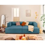 Stella - canap� droit 3 places avec double m�ridienne - assise profonde - en velours c�tel� - bleu canard ...