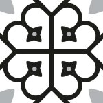 Sticker adh�sif - noname - motif floral noir et blanc - vinyle - 15x15 cm - salle de bain