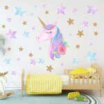 Stickers chambre denfant licorne stickers muraux auto - adh�sifs princesse chambre d�coration graffiti ...