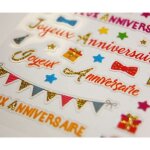 Stickers - joyeux anniversaire - couleur et paillettes - 18 cm