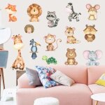 Stickers muraux animaux girafe lion singe maternelle salle de classe d�corations murales chambre denfants ...