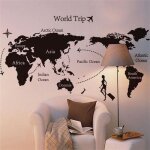 Sticker mural carte du monde getek - d�coration murale de style pour les amateurs de voyage - noir