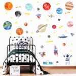 Sticker mural cosmic space planet astronaut sticker mural chambre denfant d�coration murale d�coration ...