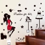 Stickers muraux decoration danseuse adh�sifs muraux fille chambre salon d�coration fond