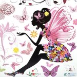 Sticker mural - shipenophy - fe fleur papillon - pvc - amovible - dcoration chambre fille