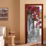 Stickers porte poster fleur 3d papier peint porte trompe loeil pour salon chambre dcoration de la maison77x20 ...