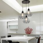 Stoex lustre suspension forme diamant disque 3 lumires abat - jour noir 20. 5cm e27 pour salon cuisine ...
