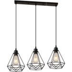 Stoex� suspension cage forme diamant contemporain lampe plafonnier corde ajustable luminaire lustre pour ...
