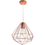 Stoex suspension industrielle mtal lustre abat - jour contemporain forme diamant 26cm - or rose