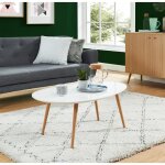 Stone table basse ovale scandinave blanc laqué - l 98 x l 61 cm Stone table basse ovale scandinave blanc laqué - l 98 x l 61 cm