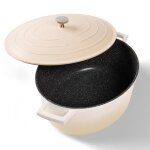 Stoneline cocotte 32 x 25 cm crme - avec couvercle en fonte d?aluminium - revtement antiadhsif - ...
