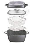 Stoneline® poêle carrée multifonctions 28 x 28 cm avec cuisson vapeur et friteuse - induction - revêtement ... Stoneline® poêle carrée multifonctions 28 x 28 cm avec cuisson vapeur et friteuse - induction - revêtement ...
