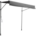 Store banne pour balcon chene 2 � 12m - toile anthracite et structure grise