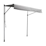 Store banne pour balcon chene 2 � 12m - toile grise et structure grise