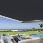 Store banne coffre int�gral 5 x 35 m motoris� et manuel ext�rieur pour terrasse - gris anthracite