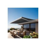 Store banne coffre protect 2 led smart blanc 5x3. 5m motoris + capteur vent + led - toile grise
