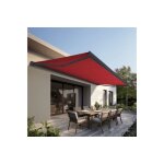 Store banne coffre protect 2 led smart gris 4. 05x3. 5m motoris + capteur vent + led - toile rouge