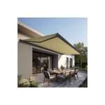 Store banne coffre protect 2 smart gris 6x3. 5m motoris� + capteur vent - toile ecrue