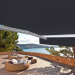 Store banne motoris� et manuel 25 x 2 m demi coffre pour terrasse - gris anthracite