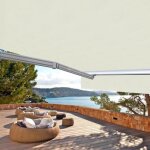 Store banne motoris� et manuel 4 x 3 m demi coffre pour terrasse - �cru