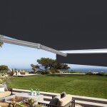 Store banne manuel demi coffre 25 x 2 m pour terrasse - gris anthracite