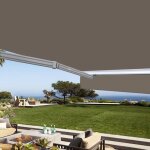 Store banne manuel demi coffre 36 x 3 m pour terrasse - taupe