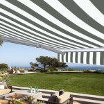 Store banne manuel demi coffre 4 x 3 m pour terrasse - blanc gris