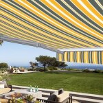 Store banne manuel demi coffre 4 x 3 m pour terrasse - gris jaune