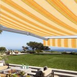 Store banne manuel demi coffre 4 x 3 m pour terrasse - jaune ray