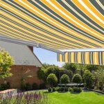 Store banne manuel 4 x 3 m monobloc pour terrasse - gris jaune