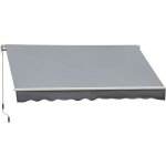 Outsunny - store banne manuel rtractable - polyester - 395x245cm - gris