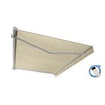 Store banne motoris semi coffre 4x3 m beige - structure blanche pur satine - cover ombrazur