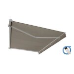 Store banne motoris� semi coffre 5x3 m taupe - structure blanche pur satin�e - cover ombrazur